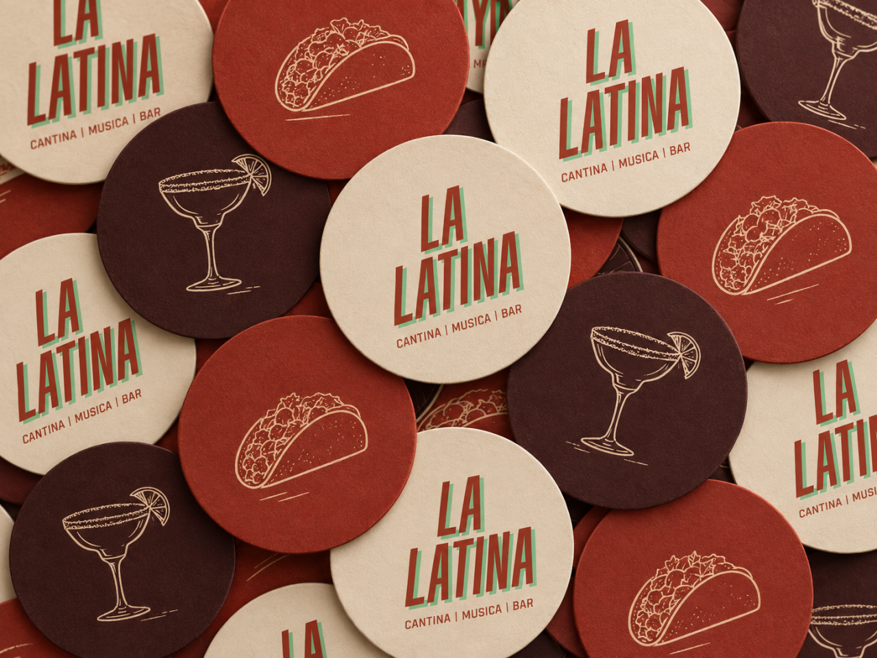 Posavasos de La Latina en granate y crema